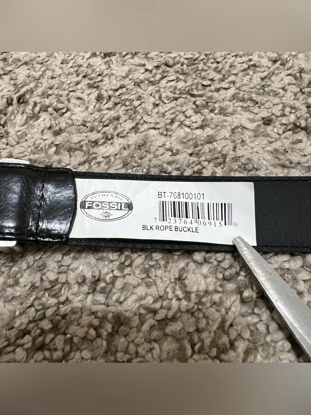 Fossil Women’s Black Leather Belt with Rope Buckle Size Small